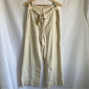 Free People White Wide Leg Pants With Removable Belt Size 2